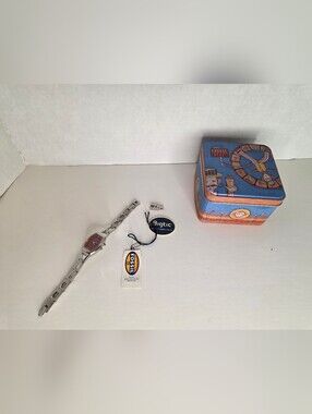 Vintage Fossil "Circus" Tin and Watch NEW Big Tic ES-9566 Red Women's
